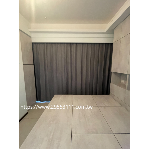 挑高落地窗簾布+紗雙層窗簾裝潢安裝施工